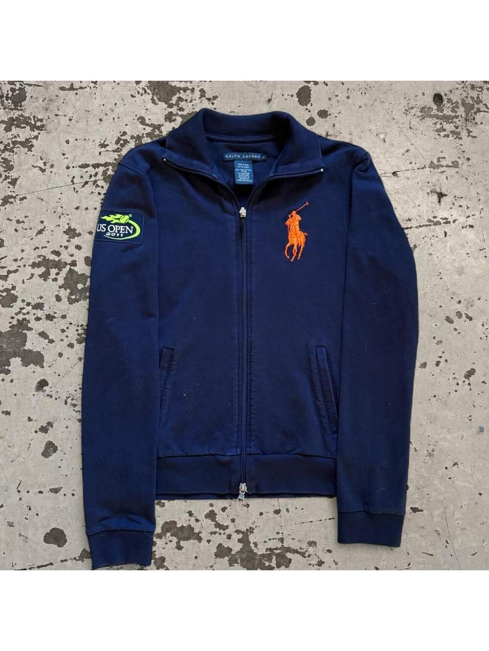 Womens Vintage US Open Polo Ralph Lauren Zip Up Sweatshirt Size L